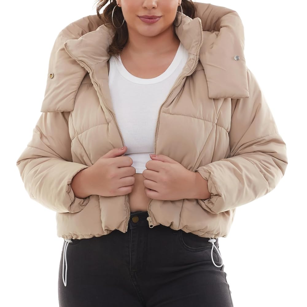 Women's Winter Fashion Cropped Bubble Jackets Hoodie Puffer